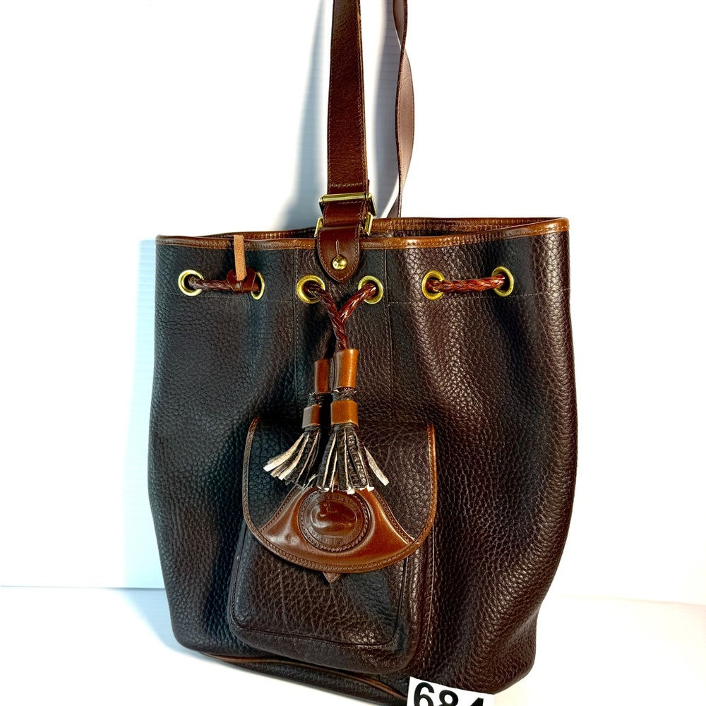 Dooney & Bourke Rich Brown Leather Tote with Tassel